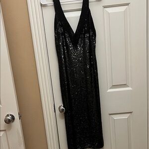 Alice + Olivia Black Sequin Backless Dress